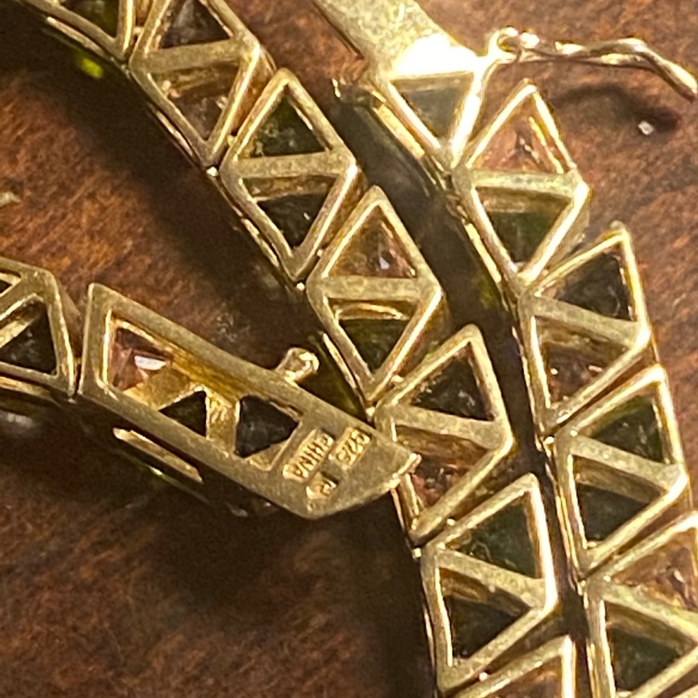 925 Sterling Triangle Cut Statement Necklace18” - image 4